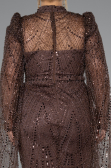 Long Brown Beaded Plus Size Engagement Dress ABU5153