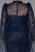 Long Navy Blue Beaded Evening Dress ABU5152