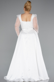White Long Beaded Plus Size Engagement Dress ABU4761