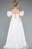 Long White Beaded Plus Size Evening Dress ABU5155