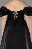 Long Black Beaded Plus Size Evening Dress ABU5155
