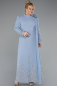 Long Grey-Indigo Plus Size Evening Dress ABU4936