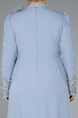 Long Grey-Indigo Plus Size Evening Dress ABU4936
