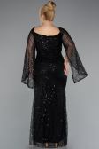 Long Black Beaded Plus Size Evening Gown ABU5067