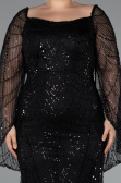 Long Black Beaded Plus Size Evening Gown ABU5067