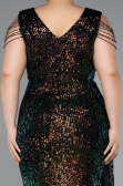 Rins V Neck Long Sequined Slit Plus Size Evening Dress ABU4886