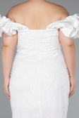 White Long Beaded Plus Size Engagement Dress ABU4788