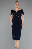 Midi Navy Blue Plus Size Cocktail Dress ABK2400
