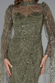 Long Olive Drab Beaded Evening Dress ABU5152
