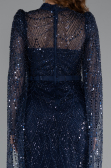Long Navy Blue Beaded Evening Dress ABU5152