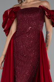 Long Burgundy Beaded Evening Dress ABU5154