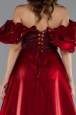 Long Burgundy Beaded Evening Dress ABU5154