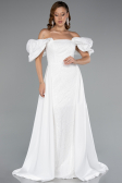 Long White Beaded Evening Dress ABU5154