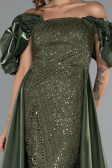 Long Olive Drab Beaded Evening Dress ABU5154
