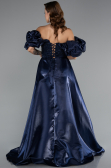 Long Navy Blue Beaded Evening Dress ABU5154
