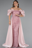 Long Powder Color Beaded Evening Dress ABU5154