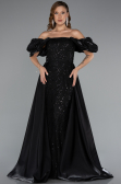 Long Black Beaded Evening Dress ABU5154