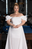 Long White Beaded Plus Size Evening Dress ABU5155