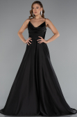 Long Black Satin Prom Gown ABU5146