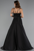 Long Black Satin Prom Gown ABU5146