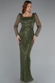 Long Olive Drab Beaded Evening Dress ABU5165