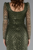 Long Olive Drab Beaded Evening Dress ABU5165