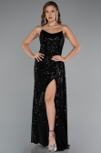 Long Black Scaly Evening Dress ABU5167