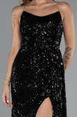 Long Black Scaly Evening Dress ABU5167