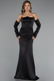 Long Black Satin Evening Dress ABU5168