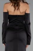 Long Black Satin Evening Dress ABU5168