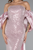 Long Powder Color Beaded Evening Dress ABU5169