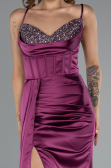 Long Plum Satin Prom Gown ABU5171