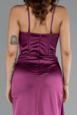 Long Plum Satin Prom Gown ABU5171