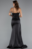 Long Black Satin Prom Gown ABU5171