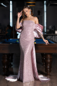 Long Powder Color Beaded Evening Dress ABU5169