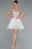 Short White Scaly Designer Evening Dress ABK2407