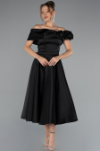 Midi Black Satin Party Dress ABK2410