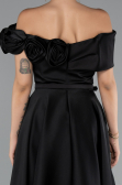 Midi Black Satin Party Dress ABK2410
