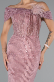 Long Powder Color Beaded Evening Dress ABU5183