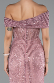 Long Powder Color Beaded Evening Dress ABU5183