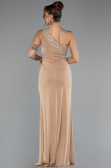 Gold One Shoulder Slit Glittered Long Prom Dress ABU4599