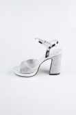 Silver Beaded Evening Shoe AB1154