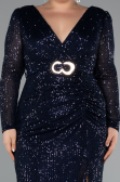 Midi Navy Blue Plus Size Cocktail Dress ABK1956