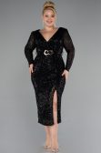 Midi Black Plus Size Cocktail Dress ABK1956