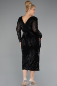 Midi Black Plus Size Cocktail Dress ABK1956