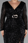 Midi Black Plus Size Cocktail Dress ABK1956