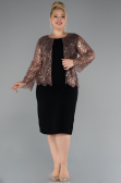 Midi Black-Brown Plus Size Evening Gown ABK2417