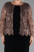 Midi Black-Brown Plus Size Evening Gown ABK2417