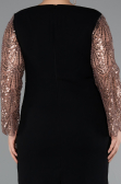 Midi Black-Brown Plus Size Evening Gown ABK2417