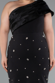 Black Midi Plus Size Evening Dress ABK2414